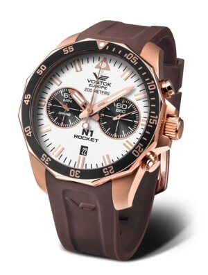 Product detail of Vostok Europe N-1 Rocket Chrono Line 6S21-225B619S - Hnědý silikonový řemínek