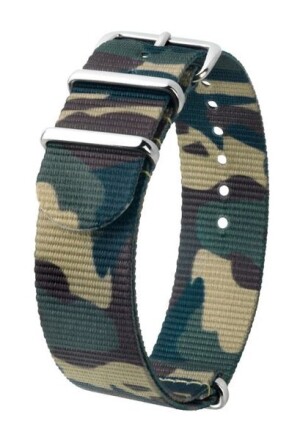 Product detail of Řemínek Hirsch Rush NATO - zelená kamufláž - 18 mm