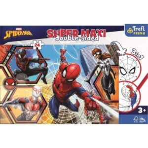 Product detail of Trefl Puzzle Spiderman jde do akce super maxi 24 dílků - oboustranné