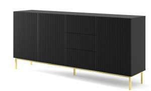 Product detail of ARTBm Komoda RAVENNA B 3D3S 200 | černá matná Provedení: Černý mat / zlatá podnož