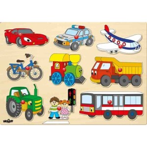 Product detail of Woody Puzzle na desce Dopravní prostředky
