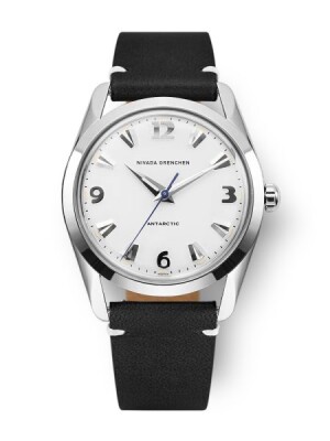 Product detail of Nivada Grenchen Antarctic 35 mm - White Luminova - Black leather White Stitching