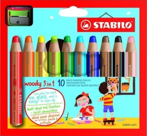 Product detail of Pastelky STABILO Woody 3in1, sada 10 ks v pouzdru s ořezávátkem