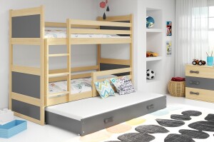 Product detail of BMS Dětská patrová postel s přistýlkou ​​RICO 3 | borovice 80 x 190 cm Barva: Šedá