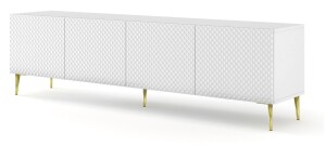 Product detail of ARTBm TV stolek RAVENNA C 4D 200 | bílá lesklá Provedení: Bílá / bílý lesk / zlaté nohy