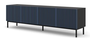 Product detail of ARTBm TV stolek RAVENNA F 4D 200 | černá matná / modrá Provedení: Černý mat / modrá / černá kovová podnož