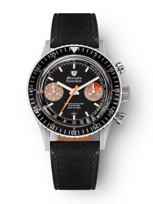 Product detail of Nivada Grenchen Chronomaster Orange Boy Inter. Bezel - Manual - Black leather