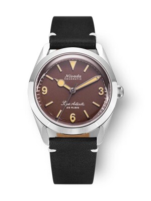 Product detail of Nivada Grenchen Super Antarctic 3.6.9. Brown No Vintage Effect - Beige Luminous - Black Leather White Stitching