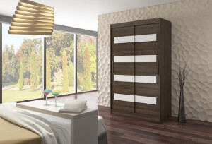 Product detail of ArtAdrk Šatní skříň MARTINEZ | 150 cm Barva: čokoládová/bílá lacobel