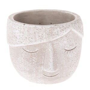 Product detail of Betonový obal na květináč Face bílá, 15,5 x 11 x 14 cm