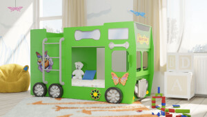 Product detail of Artplast Dětská patrová postel HAPPY BUS | zelený 90 x 190 cm