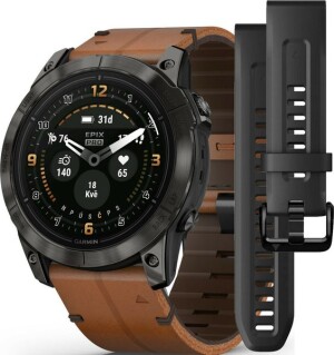 Product detail of Garmin Epix™ Pro 51mm (Gen 2) Sapphire Edition Carbon Gray DLC Titanium / Chestnut Leather Band - 010-02804-30