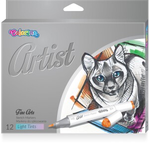 Product detail of Colorino Artist skicovací fixy oboustranné, trojhranné, štětcový a seříznutý hrot, 12 pastelových barev