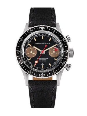Product detail of Nivada Grenchen Chronomaster Lollipop Honey Inter. Bezel - Manual - Black Leather