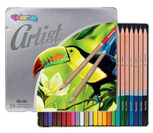 Product detail of Colorino Artist pastelky dřevěné, kulaté, kovový box, 24 barev