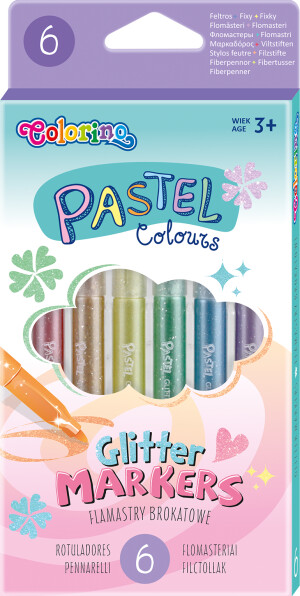 Product detail of Colorino popisovače se třpytkami Pastel, kulaté, 6 barev