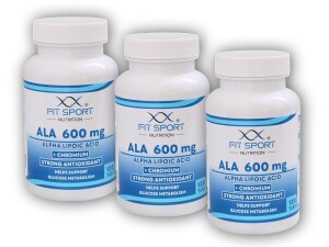 Product detail of FitSport Nutrition 3x ALA 600mg Alpha Lipoic Acid + Chromium 120 tabs - Kyselina Alfa Lipoová