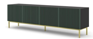 Product detail of ARTBm TV stolek RAVENNA F 4D 200 | černá matná / zelená Provedení: Černý mat / zelená / zlatá kovová podnož