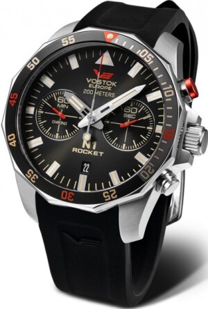 Product detail of Vostok Europe N-1 Rocket Chrono Line 6S21-225A618S - Černý silikonový řemínek