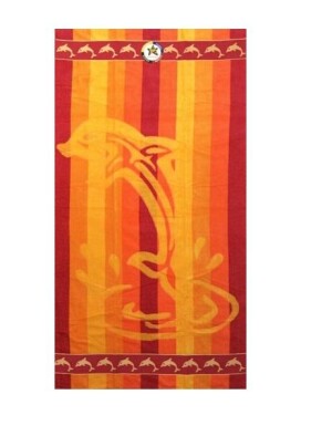 Product detail of Oboustranná plážová osuška Lovely Home Dolphin Stripe oranžová