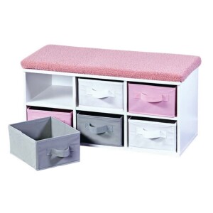 Product detail of Kesper 17739 Lavice s 6 boxy, bílá/šedá/růžová, 38 x 68 x 29,5 cm