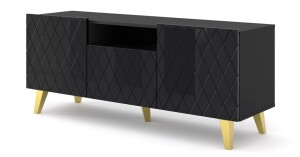 Product detail of ARTBm TV stolek DIUNA 145 2D1K | lesk Provedení: Černý lesk/zlaté nohy