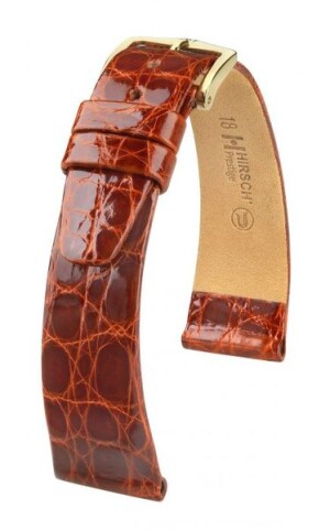 Product detail of Řemínek Hirsch Prestige Crocodile - zlatohnědý - 15 mm - M – Střední délka - 14 mm - Zlatá