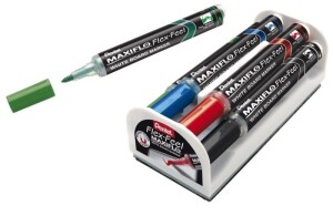 Product detail of Popisovač na bílé tabule Pentel Maxiflo Flex-Feel - sada 4 ks + houba