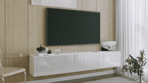 Product detail of ArtExt Závěsný TV stolek JOY | 200 cm Barva: Bílý lesk (drážky)
