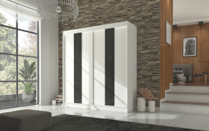 Product detail of ArtAdrk Šatní skříň KAREN | 200 cm Barva: Bílá/černé pásy