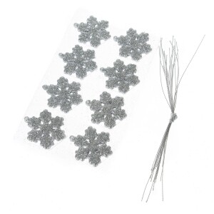 Product detail of Sada vánočních ozdob Glitter flakes 16 ks, stříbrná