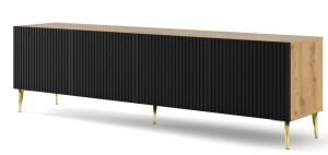 Product detail of ARTBm TV stolek RAVENNA B 4D 200 | dub artisan / černá matná Provedení: Dub artisan / černý mat / zlaté nohy