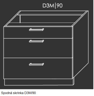 Product detail of ArtExt Kuchyňská linka Brerra - mat Kuchyně: Spodní skříňka D3M/90/(ŠxVxH) 90 x 82 x 50 cm