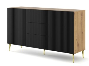 Product detail of ARTBm Komoda RAVENNA B 2D3S 150 | dub artisan / černá matná Provedení: Dub artisan / černý mat / zlaté nohy