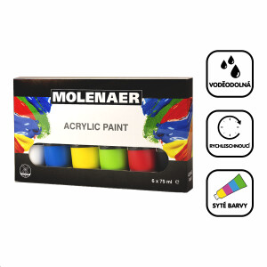 Product detail of Molenaer sada akrylových barev Molenaer, 6x 75 ml, mix barev