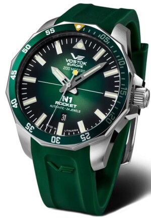 Product detail of Vostok Europe N-1 Rocket Automatic Line NH35-225A710S - Zelený silikonový řemínek