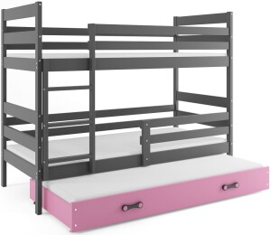 Product detail of BMS Dětská patrová postel ERYK 3 s přistýlkou ​​| šedá 90 x 200 cm Barva: Šedá / růžová, Rozměr: 200 x 90 cm