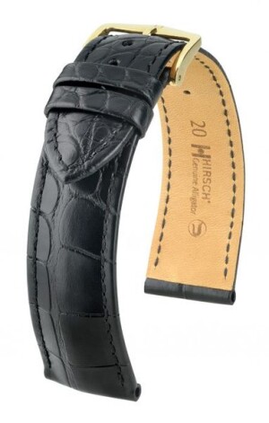 Product detail of Řemínek Hirsch Genuine 1 alligator - černý, mat - L - řemínek 19 mm (spona 18 mm)