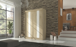 Product detail of ArtAdrk Šatní skříň KAREN | 150 cm Barva: dub sonoma/bílé pásy