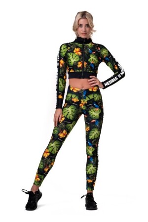 Product detail of Nebbia High-waist performance legíny 567 jungle green+ Nebbia High-energy crop bunda 564 jungle green