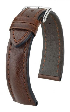 Product detail of Řemínek Hirsch Lucca - hnědý - 22 mm - L – Standardní délka (doporučujeme) - 20 mm - Stříbrná