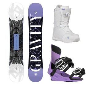 Product detail of Gravity Trinity 24/25 snowboard + Gravity Fenix levander vázání + Gravity Aura Atop white/levander boty