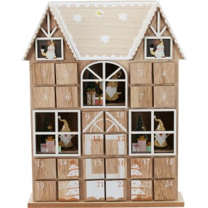 Product detail of Adventní kalendář s LED světýlky Santa´s house hnědá, 29 x 7 x 37 cm