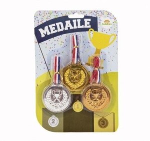 Product detail of Medaile se šňůrkou 3ks plast průměr 6cm na kartě