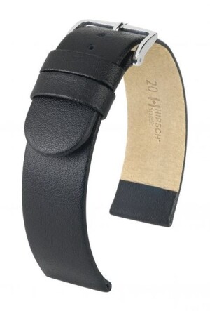 Product detail of Řemínek Hirsch Scandic - černý - 28 mm - L – Standardní délka (doporučujeme) - 28 mm - Stříbrná