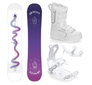 Product detail of Gravity Sirene White 24/25 snowboard + Raven Fastec FT360 white vázání + Raven Pearl white boty
