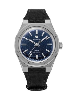 Product detail of Nivada Grenchen F77 Titanium Dark Blue Aventurine - Canvas Velcro Strap