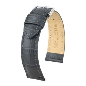 Product detail of Řemínek Hirsch Duke (NO QR) - šedý - 20 mm - L – Standardní délka (doporučujeme) - 18 mm - Stříbrná