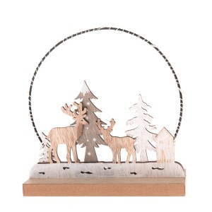 Product detail of Dřevěná vánoční dekorace s LED světlem Deer forest, 16 x 6 cm