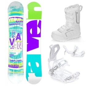 Product detail of Raven Venus snowboard + Raven Fastec FT360 white vázání + Raven Pearl white boty